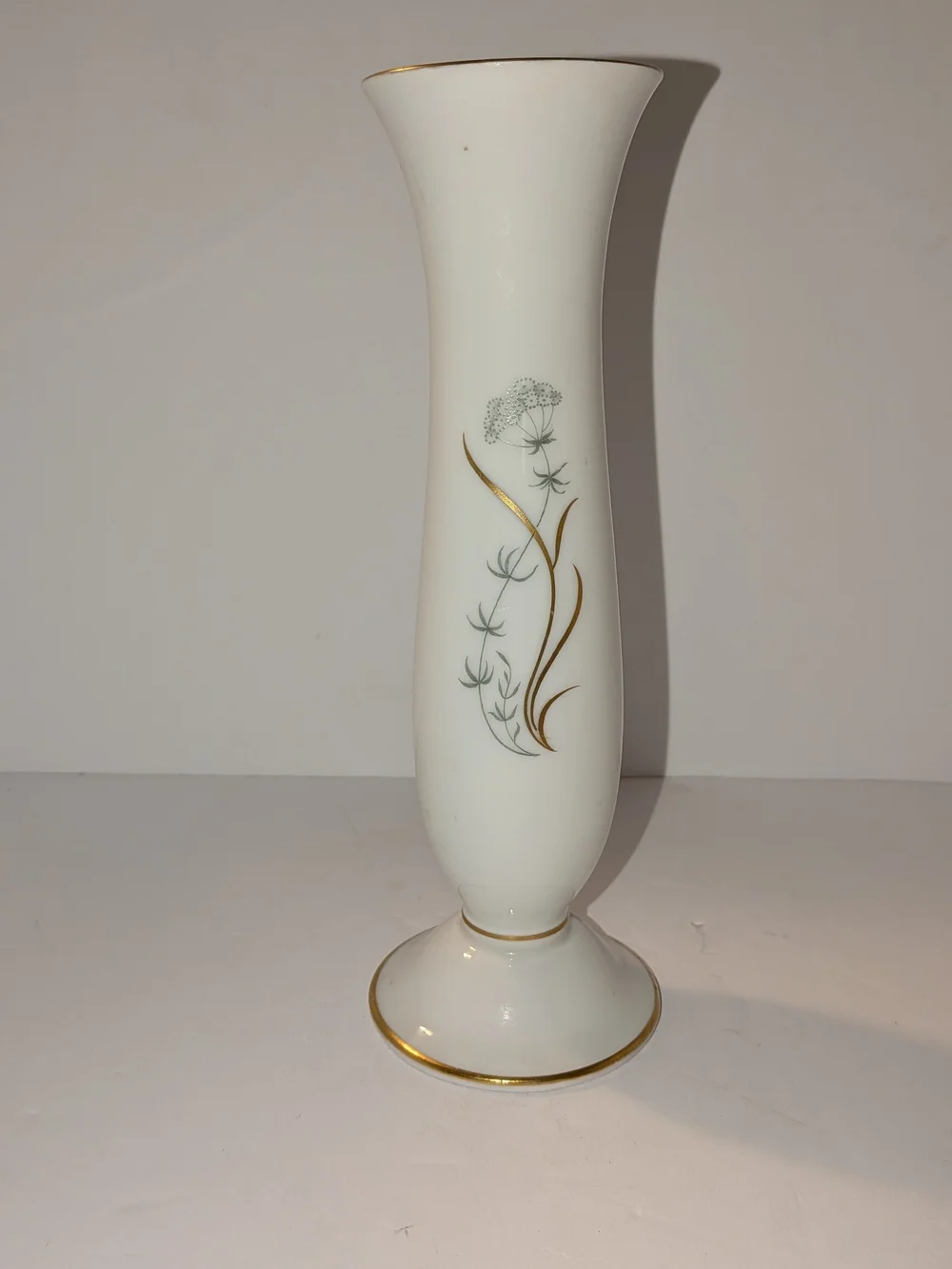 Vintage Flared Trumpet Neck Pedestal Vase Gold Gilt Trim B093 6 Furstenberg Germ